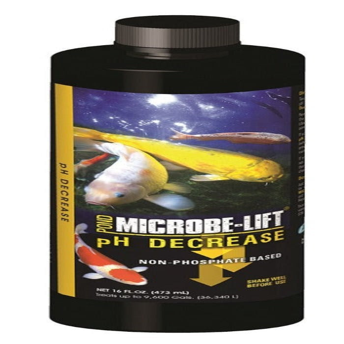 Microbe-Lift Pond pH Decrease: 16 fl oz non-phosphate formula treats up to 9,600 gallons.
