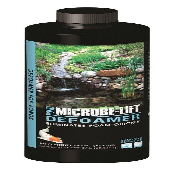 Microbe-Lift Pond Defoamer: 16 oz bottle, eliminates pond foam quickly, treats up to 16,000 gallons.
