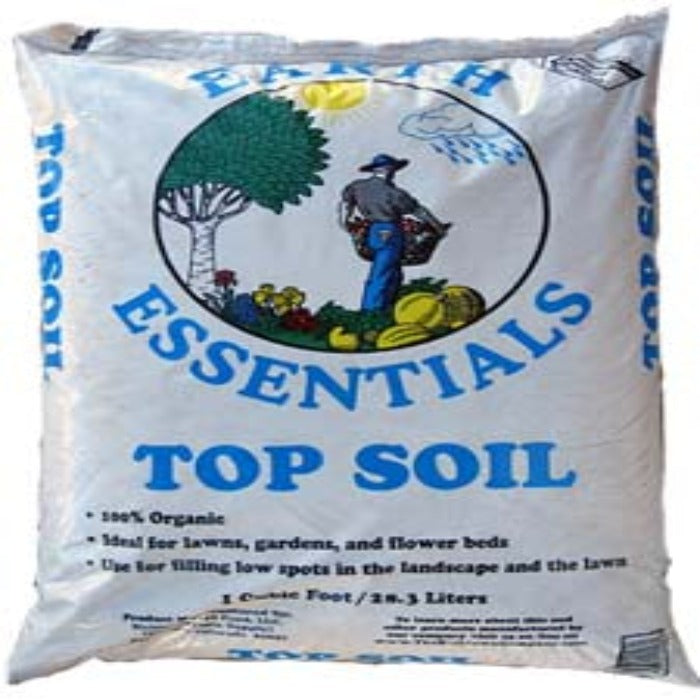 Earth Essentials Top Soil: 1 cu ft bag, 100% organic, ideal for lawns, gardens & flowerbeds.
