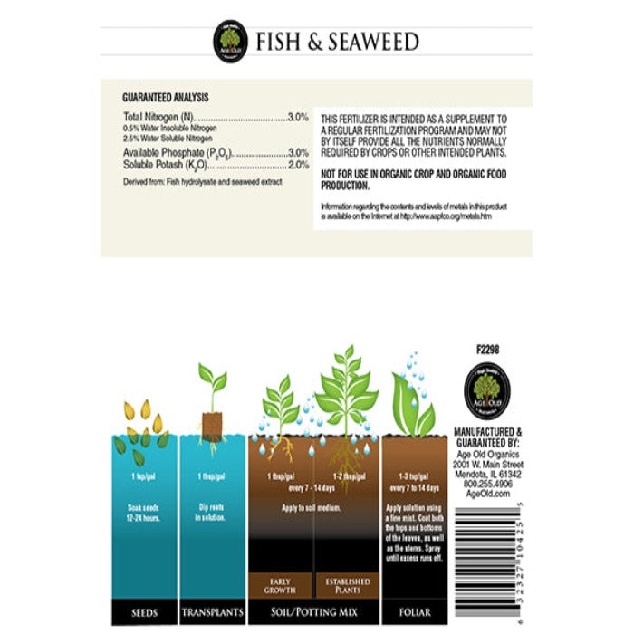 seaweed fertilizer nutrients Age Old Fish & Seaweed 3-3-2 – Rivendell Distribution