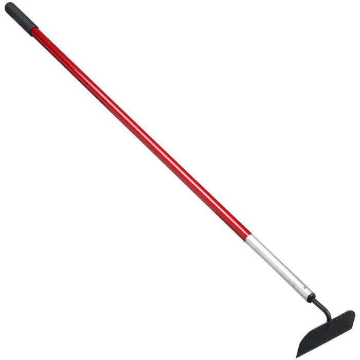 Corona Garden Hoe, 6-inch blade, red handle, for weeding and gardening.
