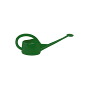 Green plastic watering can, 2-liter capacity, perfect for garden use.
