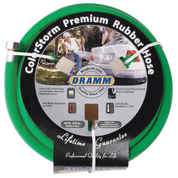 50-foot green rubber hose, showcasing durability and flexible design for various uses.
