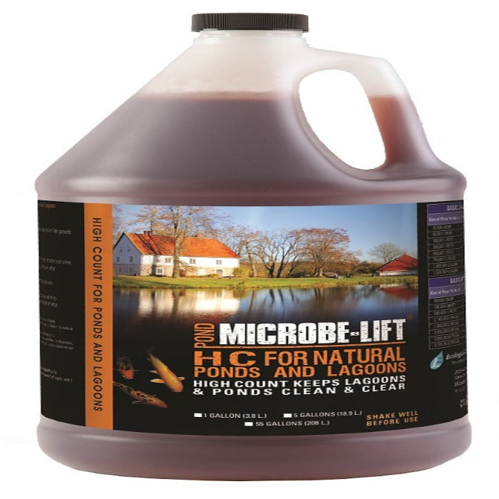 Microbe-Lift Pond HC: High-count bacteria for clean ponds & lagoons.  1, 5, & 55-gallon jugs.
