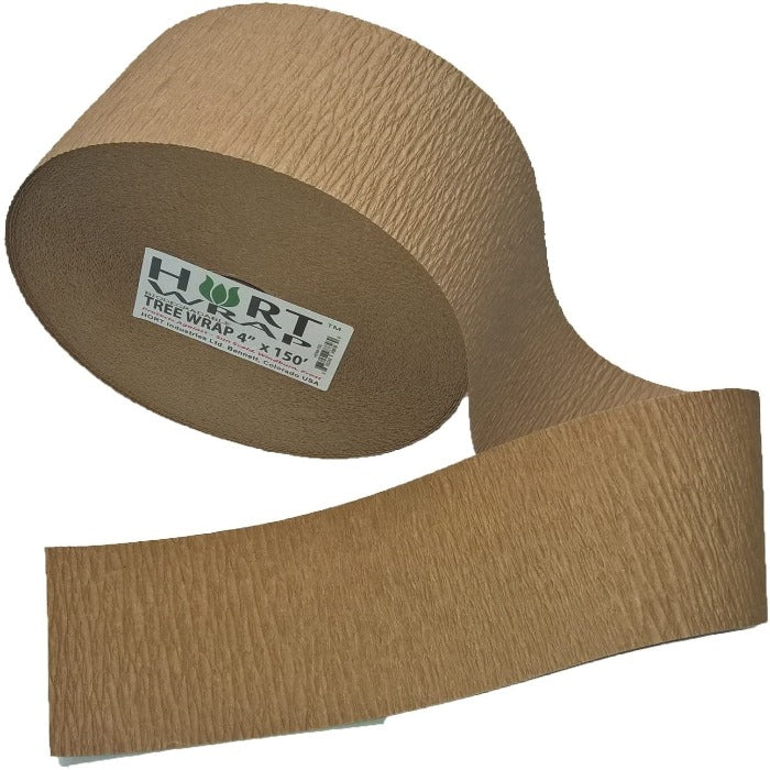 Hort Wrap brown weatherproof tree wrap, 4" x 150' roll, protects trees from sun & cold.
