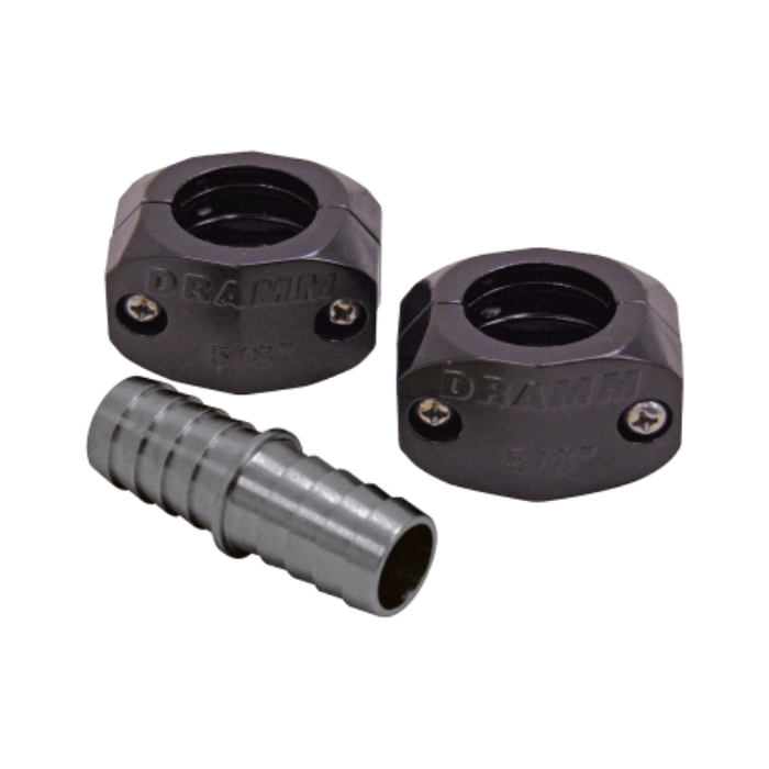 Dramm Splice and Ferrule: 5/8 inch hose clamps and connector for irrigation.
