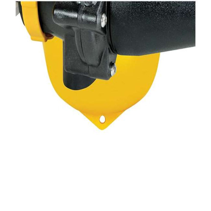 Close-up of a 1-inch detach valve with a yellow plastic housing and black mechanism.
