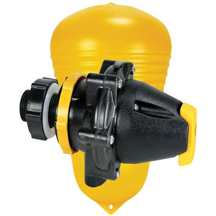 1-inch detach valve with yellow housing and black mechanism
