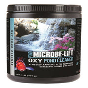 Microbe-Lift Oxy Pond Cleaner: 2 lbs (908g) jar, weekly pond treatment eliminating stressful draining.
