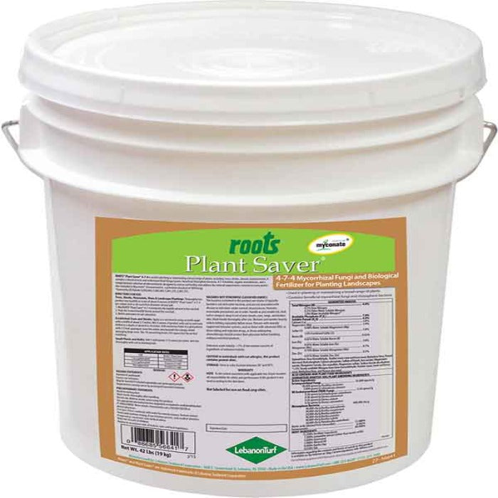 ROOTS Plant Saver 4-7-4 Mycorrhizal Fungi & Biological Fertilizer for planting landscapes; 42 lb bucket.
