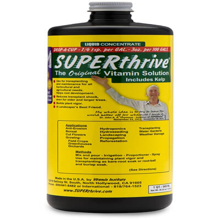 Liquid plant nutrient bottle label; details uses for gardening, hydroponics, and transplanting.
