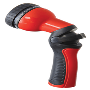 Dramm Revolution 9-pattern spray gun: red & black, ergonomic design, 9 spray settings for watering.
