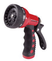 Dramm Revolver 9-pattern spray gun: red & black, 9 spray patterns for versatile watering.

