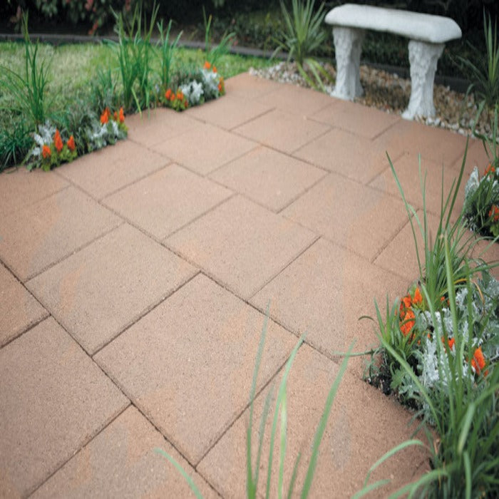 City Stone XL Square 24x24 paving stones, 60mm thick, light brown, for patios & pathways.
