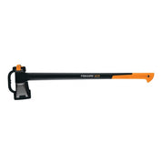 36-inch splitting axe with a black steel head and an orange-handled shaft.
