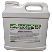 High-strength blue marking dye in a large plastic jug with safety warnings.

