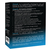 Aquarium supplement product label detailing benefits for fish health and water quality.
