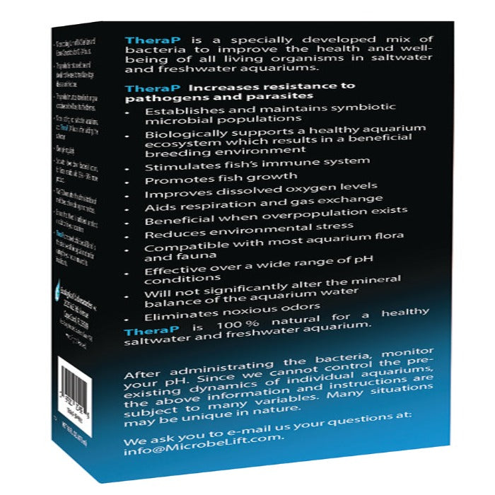 Aquarium supplement product label detailing benefits for fish health and water quality.

