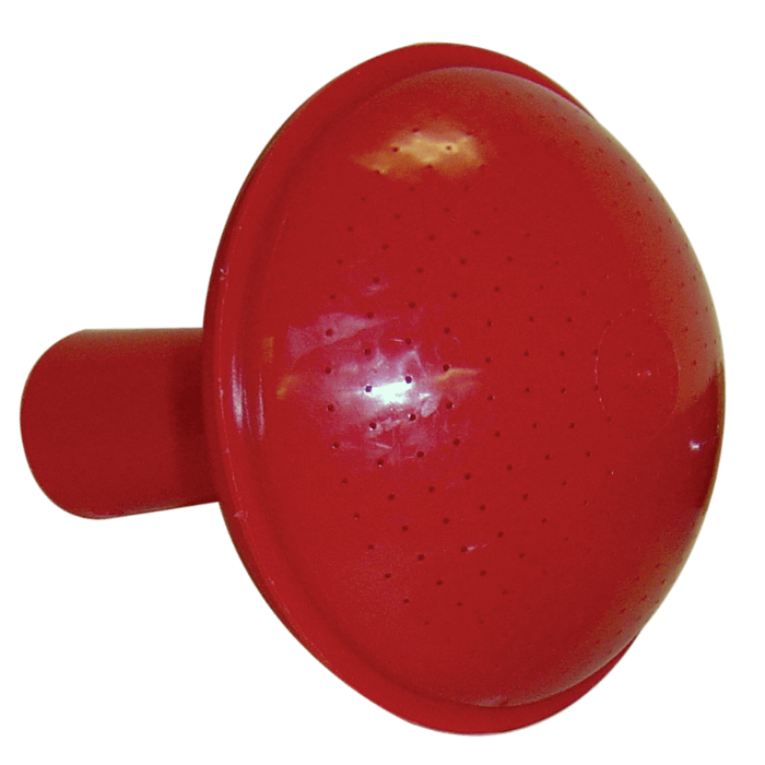 Dramm 10 Liter Red Plastic Sprinkling Head for even watering.
