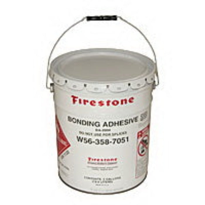 Firestone Bonding Adhesive W56-358-7051, water-based, in a metal pail with handle.
