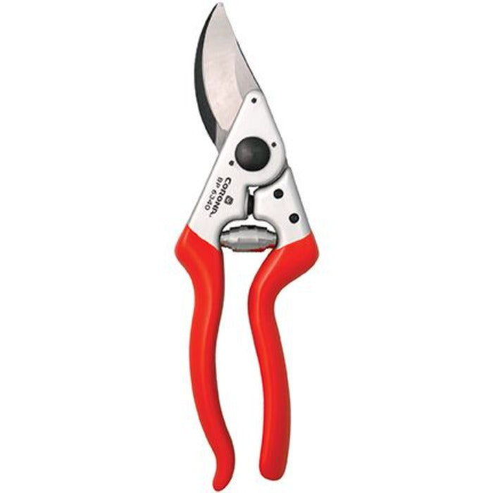 Corona Bypass Pruner, 1-inch, Left-Handed, red handles, silver blades
