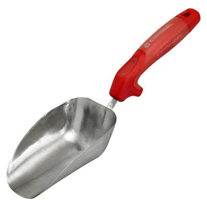 Corona Premium ComfortGEL Scoop - Stainless steel scoop with red ergonomic handle.
