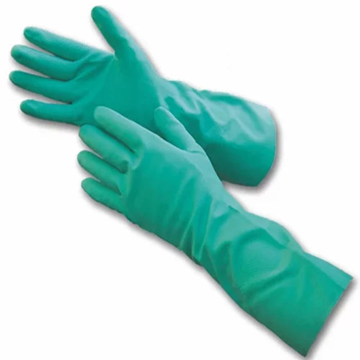Wonder Nitrile Solvent-Resistant Gloves:  Teal, durable protection for industrial use.
