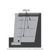 Diagram showing retaining wall grid installation details.
