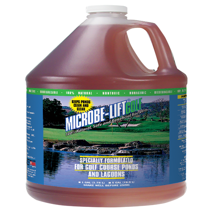 Microbe-Lift Golf: 100% natural, safe pond & lagoon treatment for golf courses.  Keeps ponds clean & clear. 1 & 5 gallon sizes.
