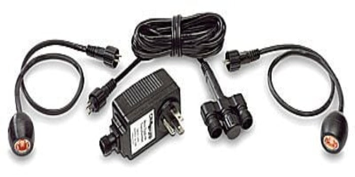 Little Giant LED EggLite Kit: 2-light LED system with power adapter, cords, and connectors.
