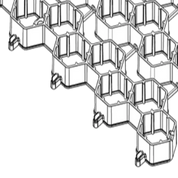 Hexagonal plastic paver grid for gravel driveways.
