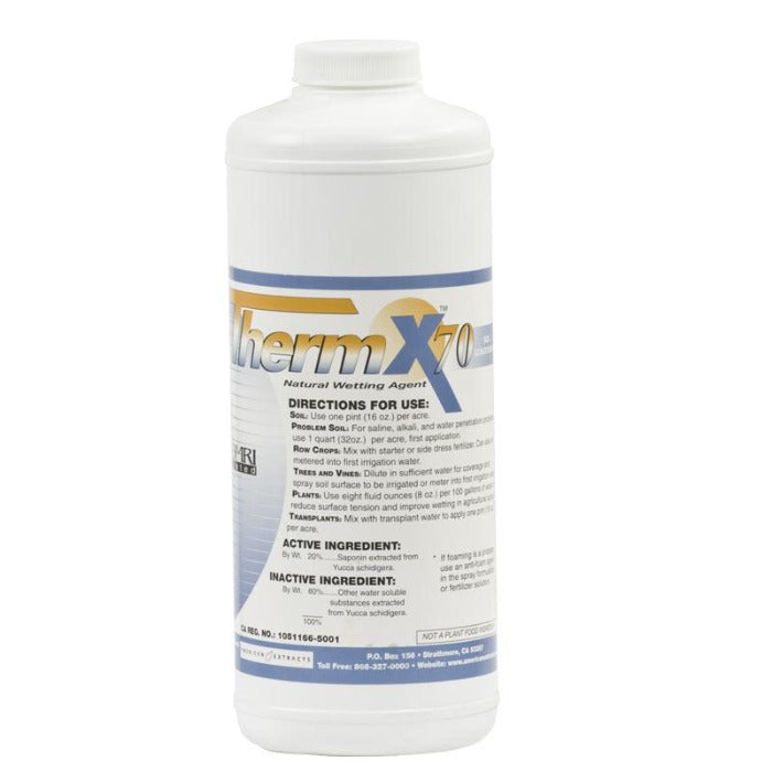 Therm X-70 Yucca Extract: 16 oz bottle, natural wetting agent for improved soil water penetration & plant health.
