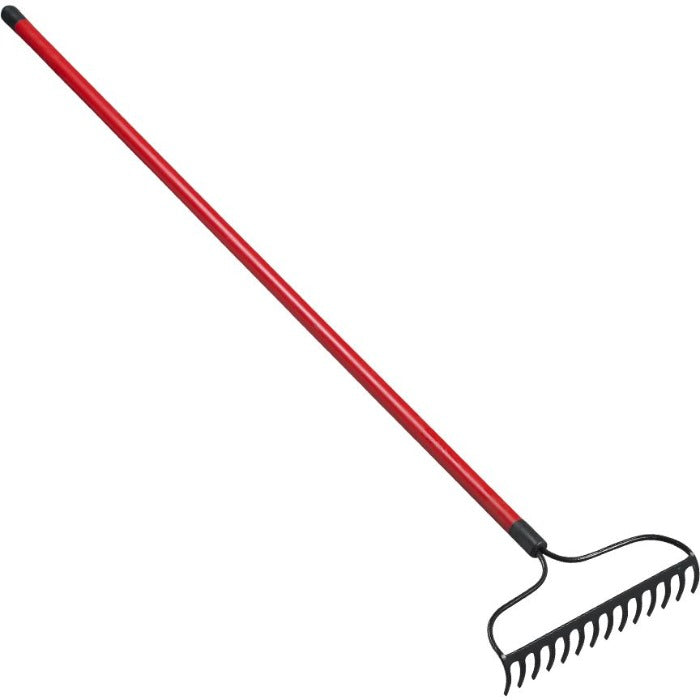 Corona Bow Head Rake: 16-inch fiberglass handle, red, for efficient yard work.

