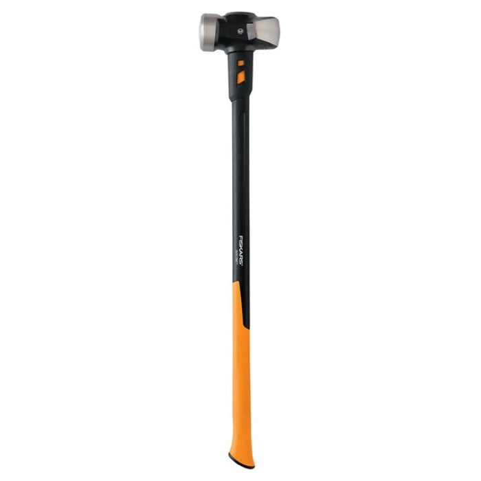 Fiskars 36-inch sledgehammer with durable steel head and ergonomic fiberglass handle for demolition work.

