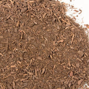 Dark brown steer manure compost, ideal for enriching garden soil.

