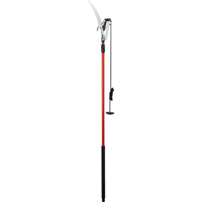 Corona Dual Compound Action Tree Pruner, 14-foot reach, red pole, for easy high-branch trimming.
