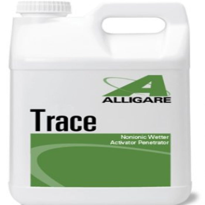 Alligare Trace Spreader Sticker: Nonionic wetter, activator, and penetrator in a white plastic jug.
