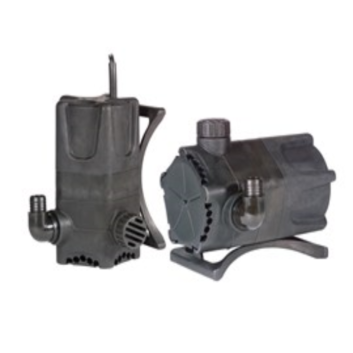 Dual discharge pump with 1900 GPH capacity, shown in two configurations.
